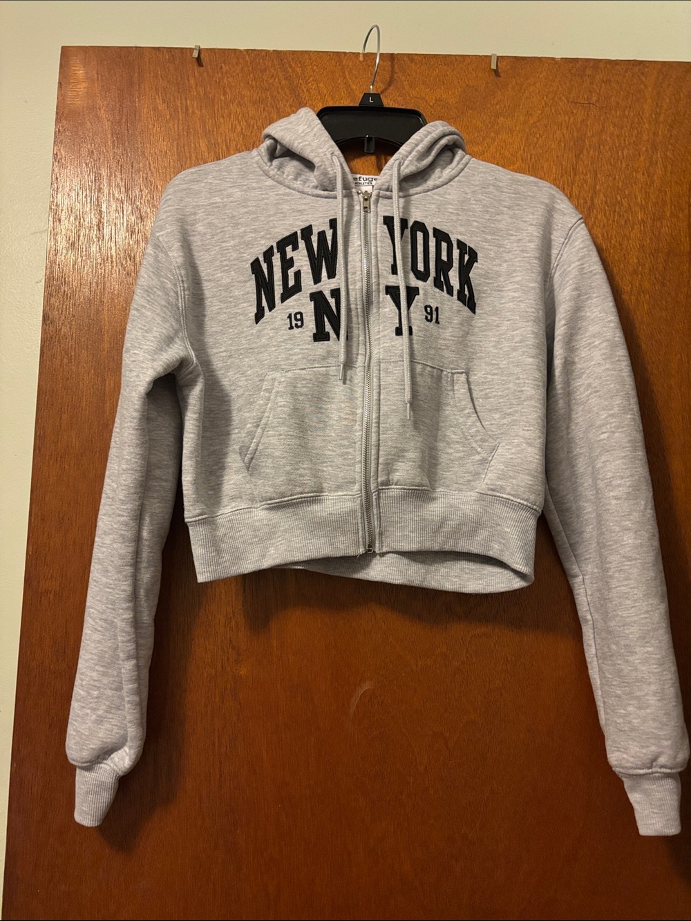 Refuge Athletics NEW YORK Cropped Zip Hoodie Jacket - Gray